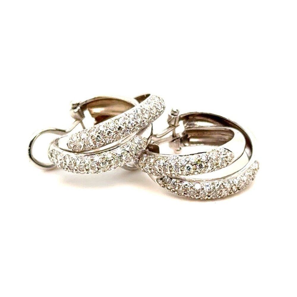 Stunning 14K Gold Diamond Interlink Hoops Earrings‎